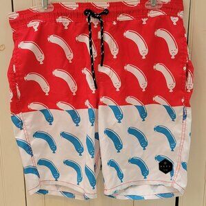 Patriotic Wiener Hot Dog Swim Trunks